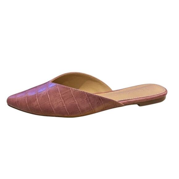 LOFT Women's Pink Crocodile Embossed Pointed Toe Mules Size 8.5 - Picture 4 of 9